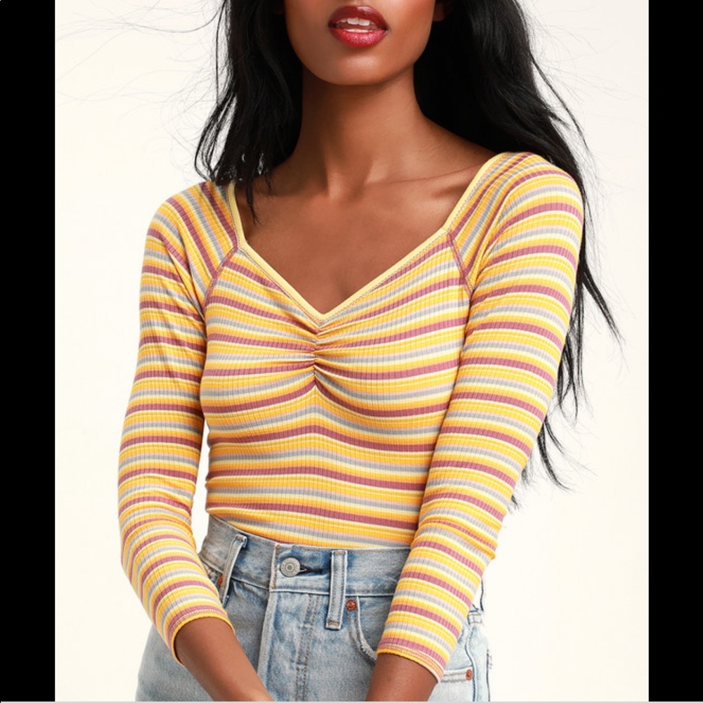 Free people put a stripe on it thong bodysuit